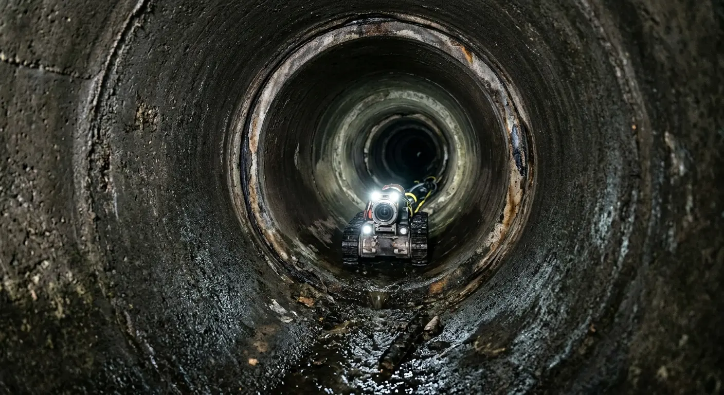 Robotic sewer camera inspecting pipe interior for Drain Snake Service in Wabash